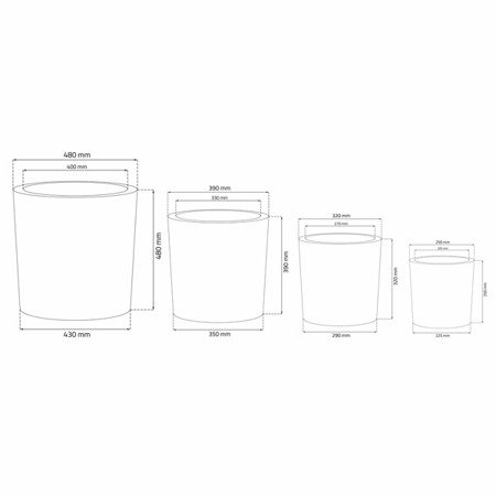 Set of 3 IQBANA ROUND pots - Black - 390/320/250