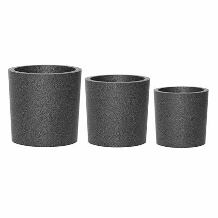 Set of 3 IQBANA ROUND pots - Black - 480/390/320